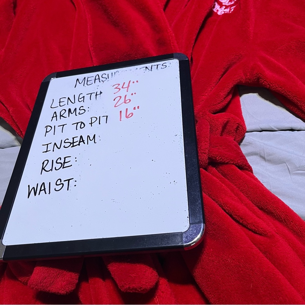 Sanrio Hello Kitty Red Plush Bath Robe Pockets Embroidered Womens Size L - Picture 12 of 14